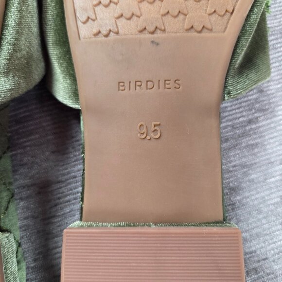 Birdies The Songbird Pom Pom Mules Size 9.5 Green Velvet Shoes Slides Festive - Picture 7 of 7